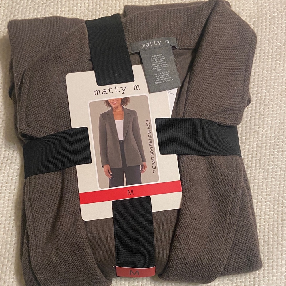 Matty M Women's Knit Boyfriend Blazer - Gray